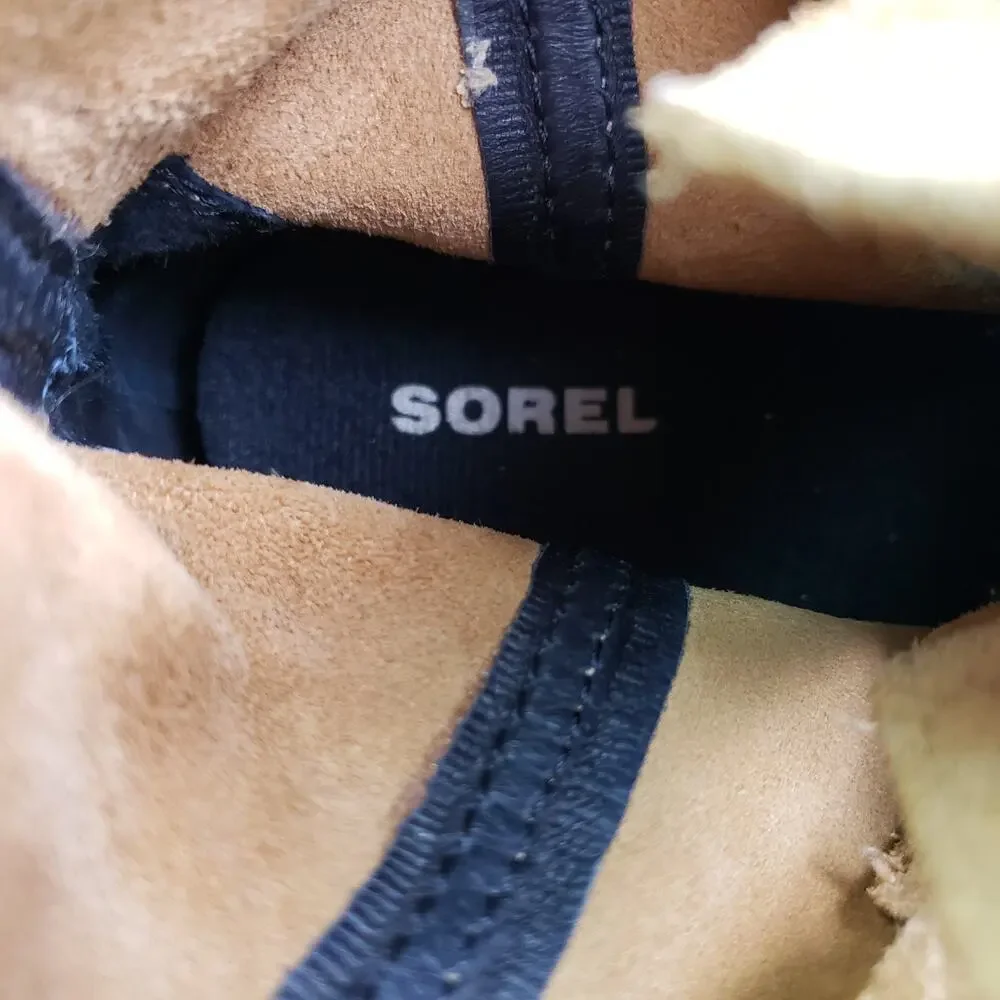 Sorel Joan Of Artic 2 Girls Size 4Y Brown Suede Hidden Wedge Bootie Boots NY2988